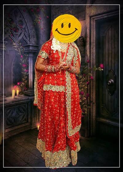 red lehenga