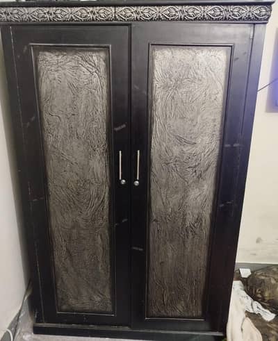 2-Door Wooden Wardrobe / Almirah with Hanging Space & Shelves