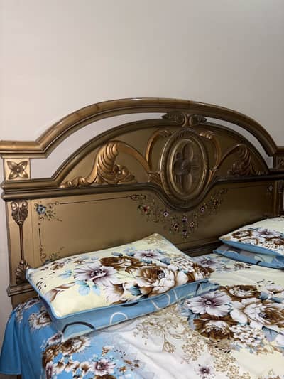 Wooden Bed and 2 Side Tables