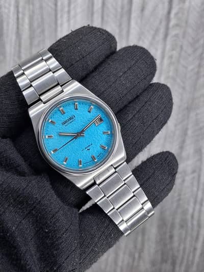 ⌚ Seiko 5 Automatic Movement – Sky Blue Dial | 17 Jewels | Japan Made_
