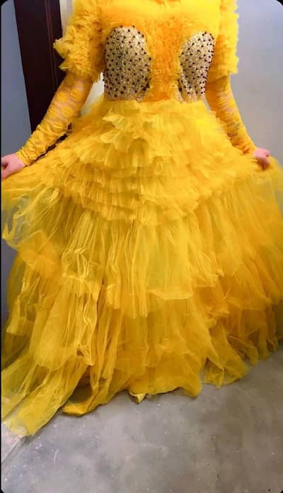 Yellow Party Frock with Dupatta – Only Worn 1–2 Times