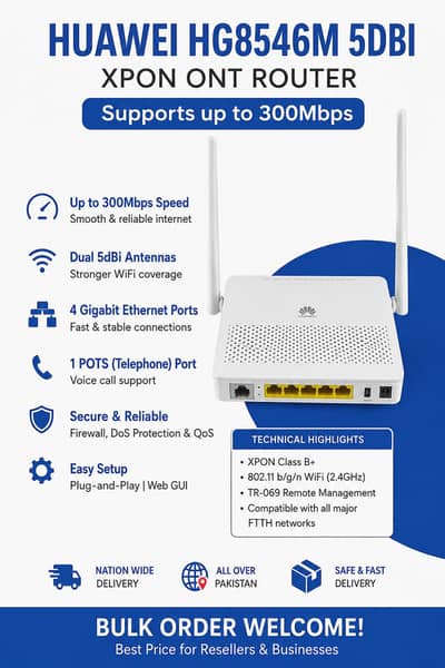 Huawei Fiber Router HG8546M 5DBi -Xpon
