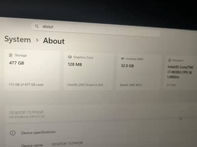 HP Elitebook 840 G5 i7 8th Generation 32 ram / 512 nvme