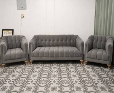 Seater Grey Velvet Sofa | Good Condition | Slightly Used