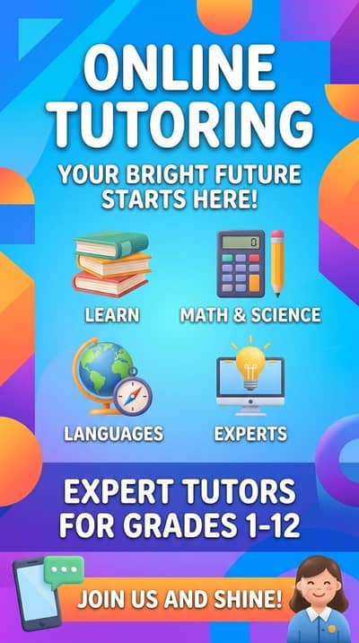 Experienced Female Online Tutor for Grade 1 - 8