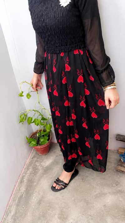 Black Printed Long Frock – Only Worn 1Times