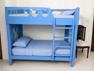 Premium Solid Wood Bunny-Themed Bunk Bed – Stylish & Space-Saving