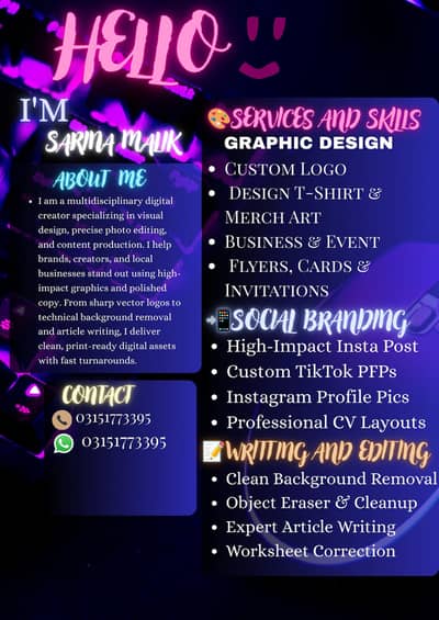Graphic Designer & Content writer - Logos,Flyers,Photo Editing,Writing
