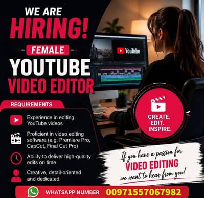 Requierd female staff for online work video editing