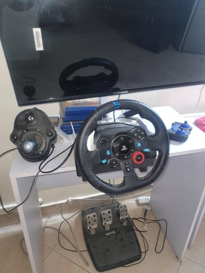 Logitech G27 Racing Wheel + Shifter + Pedals + Gaming Table/Stand