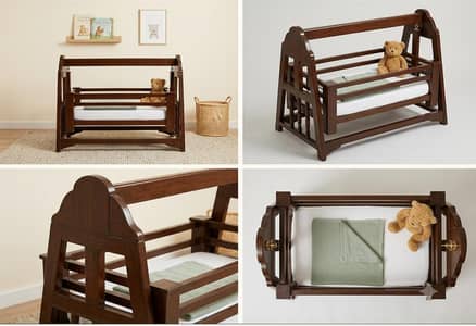 Traditional Handcrafted Dark Wood Baby Jhojla/Cradle