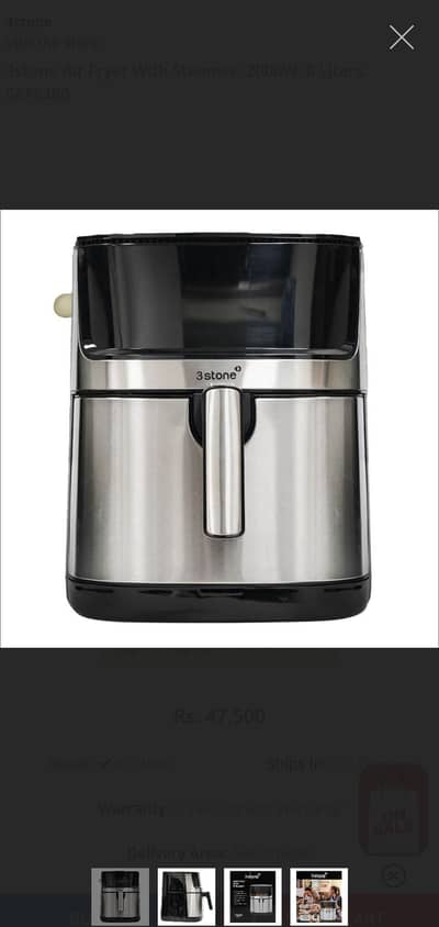 3 Stone 8 Liter Airfryer plus Steamer with latest Inverter Technology