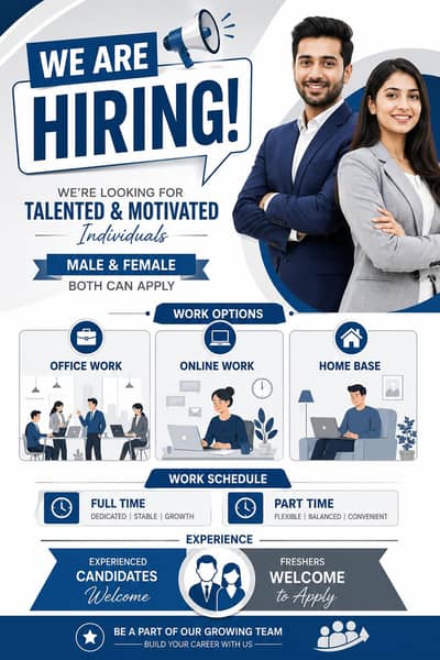 Hiring male and female for office and online