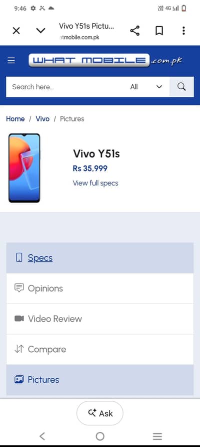 Vivo Y51s 8gb 128gb daba charger available 03148925198whatsapp