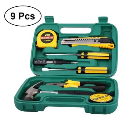  9-Piece Portable Home Repair Tool Kit – Stainless Steel