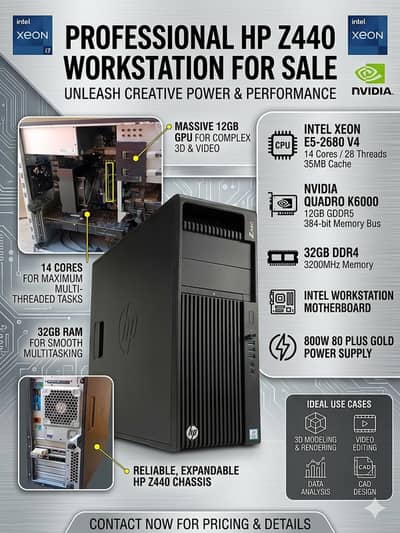 HP Z440 Workstation | 14-Core Xeon E5-2680 v4 | 12GB Quadro K6000
