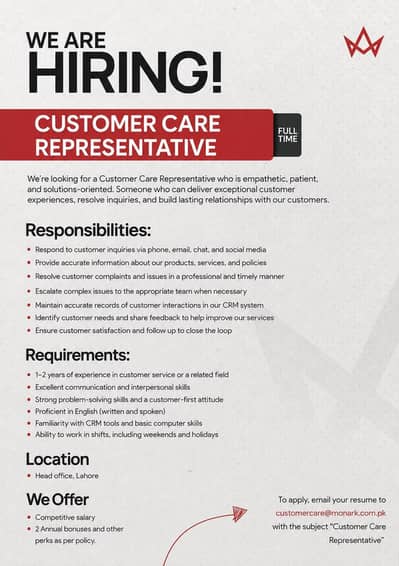 Customer Care Representative
