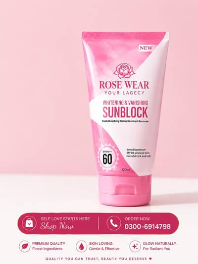 Rose Wear  sunblockSPFwhitening and vanishing sunscren120mll water Ris