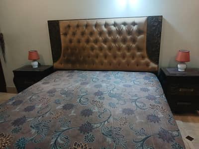 king size bed with mattress,  side tables and dressing table