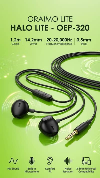 ORAIMO AIRY TUNE HALF IN-EAR EARPHONE