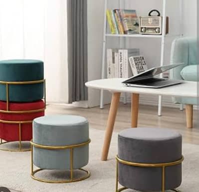 Modern Velvet Ottoman Stools Set – Stylish & Comfortable Poufs