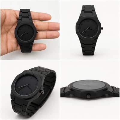 Black Carbon Fiber Men's Watch with Wrist watch