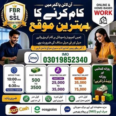 Online Job / Typing job / Assignment Job / part time Job / Data Entry