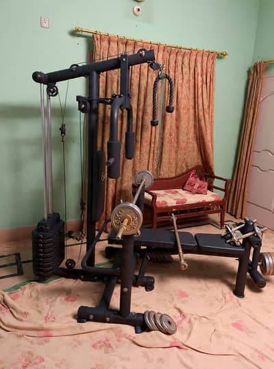 Slim Line Multi Gym Exercise Machine with Weights & Bench
