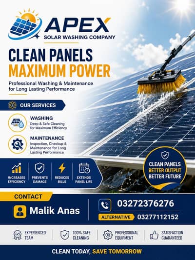 Professional Solar Panel Washing Services - Apex Solar Washing Karachi
