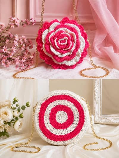 Handmade Crochet Round Crossbody Bag