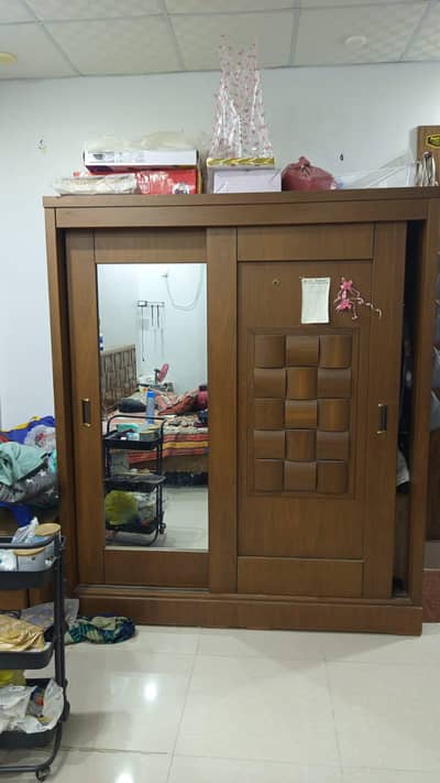 walnut wood slide door wardrobe