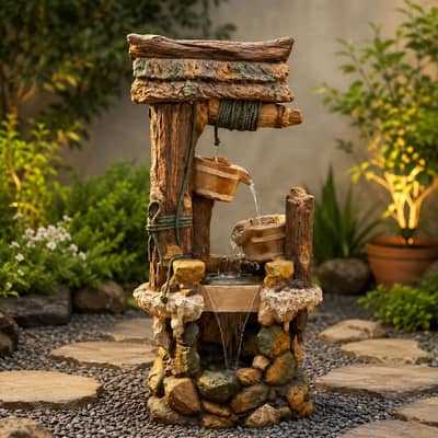 Rustic Outdoor Water Fountain | Decorative Garden Waterfall