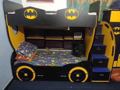 bunk bed with mattress and stair