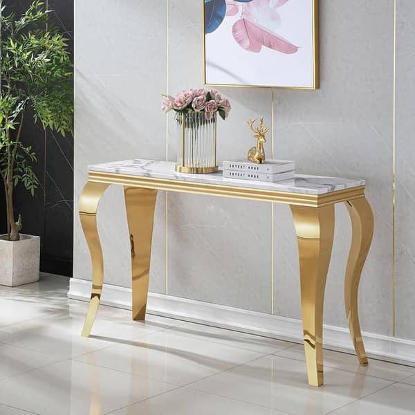 Viatorial Legs Console Table Marble Texture Top Enters Table