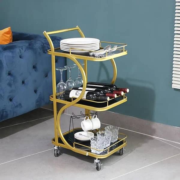 Tea trolley is elegant storage, and serving of tea, coffee, and light and bowls, snacks, and other serving accessories.