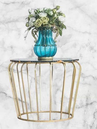 Marbello Round Accent Table – Modern Marble-Pattern Coffee Stand