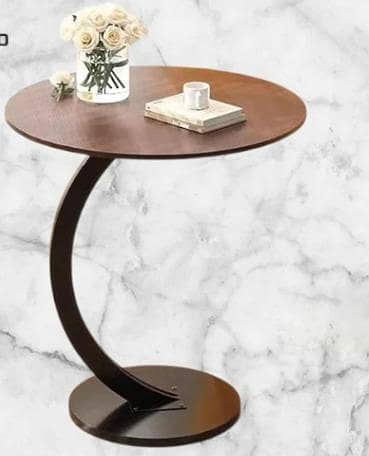 Modern Round Coffee Table – Waterproof Top with Sturdy Iron Base for Living Room