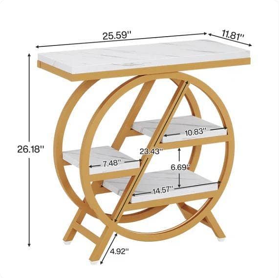 3-Tier Narrow Side Table – Marble-Textured Wood with Sturdy Metal Frame for Modern Living Spaces