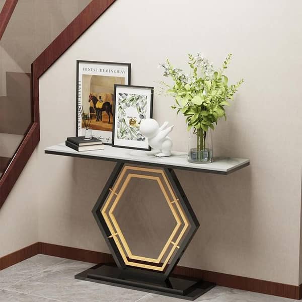 Modern Luxury Console Table with  Metal Base Premium Finish, Sturdy Build, Ideal for Modern Hallways and  Interiors