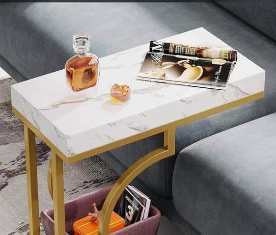 C-Shaped Narrow Side Table – Modern Bedside & Sofa Table for Living Room