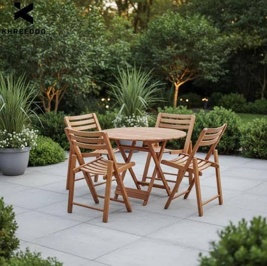 Folding Table & Chair Set – Portable Wooden Furniture for Garden, Lounge & Outdoor Events