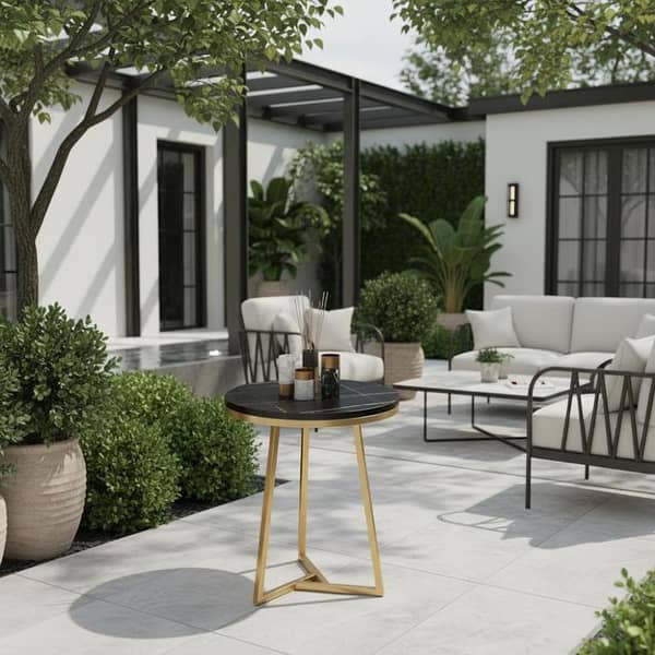 End Table / Sofa Laptop Side Table / Round Coffee Table – Mid-Century Accent for Living Room & Bedroom