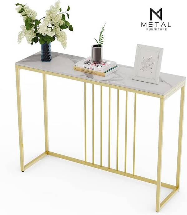 Premium wooden  Marble Console Table with Interlocking  for Modern Home Entryway Décor