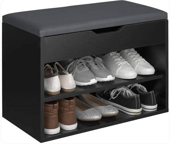 Multi-Functional Shoe Rack Organizer – Open Shelves with Comfortable Seating