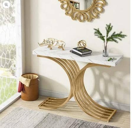 Half Ring Console Table Modern Design with Smooth Surface  Displaying Decorative Items and Essentials