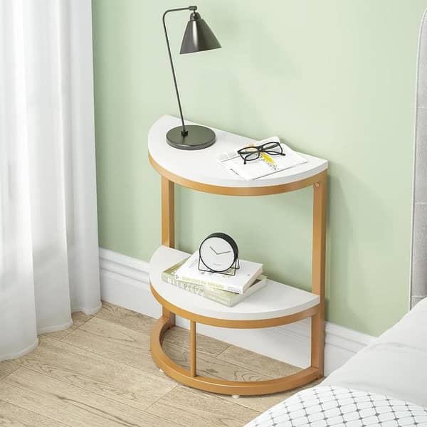 2-Tier Half Round console Table with Storage Shelf Perfect for Displaying Lamps, Décor, or Organizing Essentials Any Room