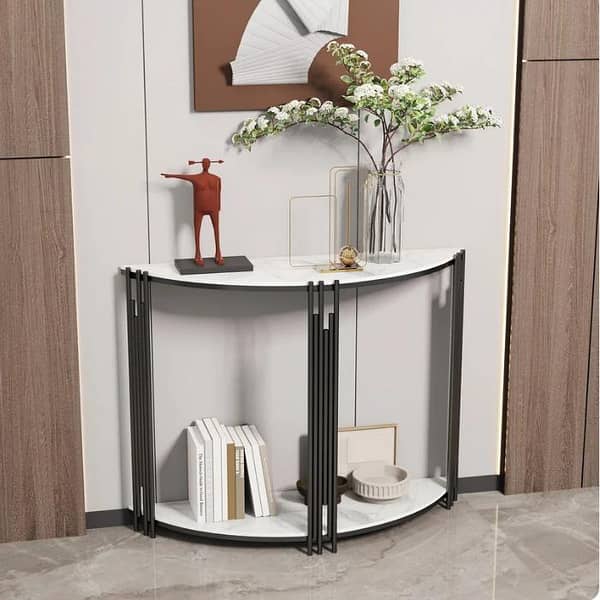 Modern Half Moon Entryway Table – Sleek Hallway Furniture for Foyer  with Stylish Surface for Décor,  and Display Items