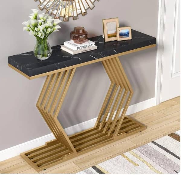 Modern Gold Console Table with White Base - Tribe Designs