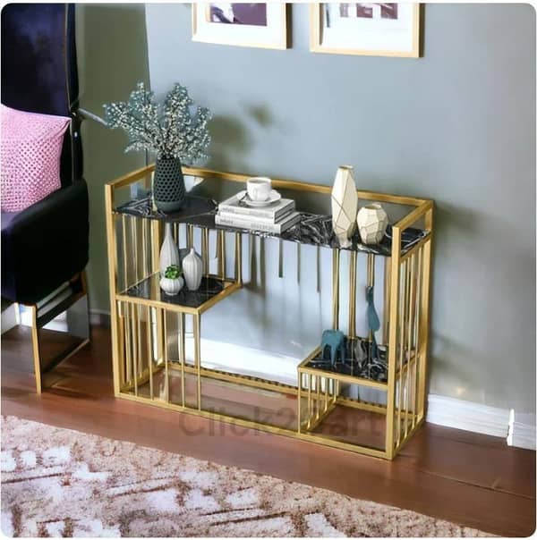 Modern 3-Layer Console Table  Stylish Multi-Tier Accent Furniture with Spacious Shelves for Décor