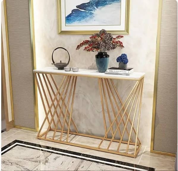 Luxury Double Cross Rods Console Table Elegant Hallway or Foyer Accent Table